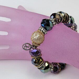 Multicolored Faceted Crystal Fashion Bead Stretch Bracelet